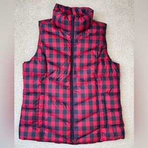 Lands End HyperDry Puffer Vest Buffalo Plaid Down Fill Pockets, Like New, Small